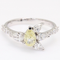 Theresa pear and round-cut fancy yellow and white diamond ring