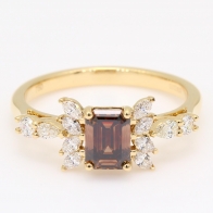 Rivera emerald and marquise-cut champagne and white diamond ring