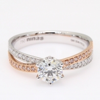 Evelyn GIA-certified Argyle light pink champagne and white diamond ring