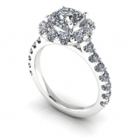 Sparks Fly channel set halo diamond engagement ring