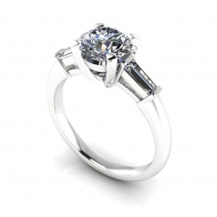 Pompadour three stone diamond engagement ring