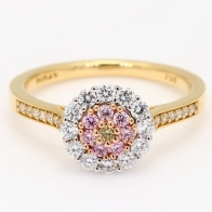 Fiore green and Argyle pink diamond halo ring