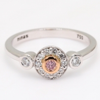 Eleanor Argyle pink and white diamond halo ring