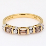 Umber emerald-cut champagne and white diamond ring