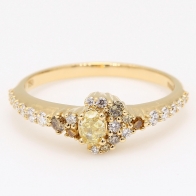 Masquerade oval and round-cut rainbow diamond ring