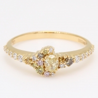 Masquerade oval and round-cut rainbow diamond ring