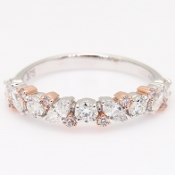 Veil round and marquise-cut Argyle light pink champagne and white diamond band ring
