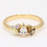 Celebration V pear-cut and round-cut rainbow diamond ring