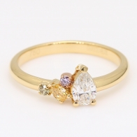 Celebration III pear-cut and round-cut rainbow diamond ring