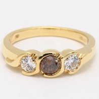 Selena champagne and white diamond three-stone ring