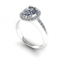 Amorette channel set halo diamond engagement ring