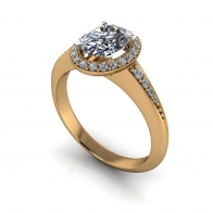 Amorette channel set halo diamond engagement ring