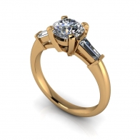 Pompadour three stone diamond engagement ring