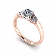 Cleopatra three stone diamond engagement ring