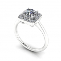 Camellia square halo diamond engagement ring