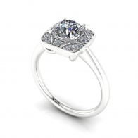 Camellia square halo diamond engagement ring
