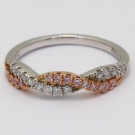 Rome White and Argyle Pink Diamond Woven Ring