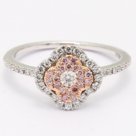 Zamia Argyle pink and white diamond floral cluster halo ring
