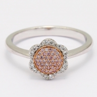 Rosetta white and Argyle pink diamond floral cluster halo ring