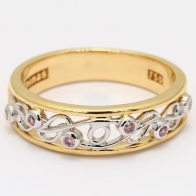 Artistry white and Argyle pink diamond filigree dress ring