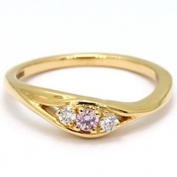 Iris Argyle pink and white diamond three stone ring