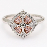 Marietta Argyle pink and white diamond cross ring