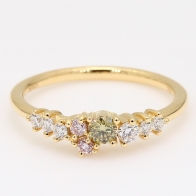 Spectra green and Argyle pink diamond cluster ring