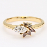 Audrey marquise pear and round-cut champagne and white diamond ring