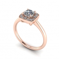 Camellia square halo diamond engagement ring