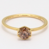 Honey champagne diamond hexagon bezel stackable ring