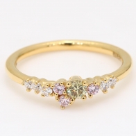 Spectra green and Argyle pink diamond cluster ring