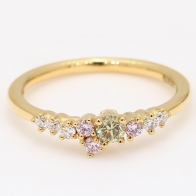 Spectra green and Argyle pink diamond cluster ring