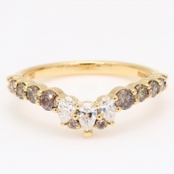 Zenith champagne and white diamond curved ring