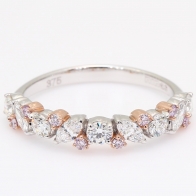 Veil round and marquise-cut fancy purple and white diamond band ring