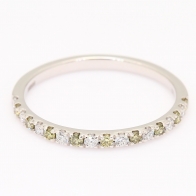Medley green and white diamond stackable ring