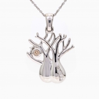 Twin Boab Tree champagne diamond necklace