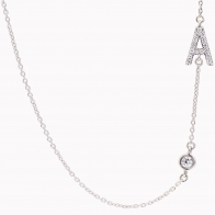 Lexicon A white diamond sterling silver initial necklace