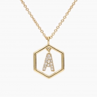 Insignia Icon A white diamond yellow gold initial necklace