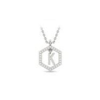 Insignia K white diamond sterling silver initial necklace