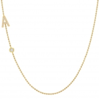 Lexicon A white diamond yellow gold initial necklace