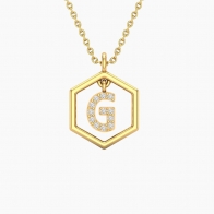 Insignia Icon G white diamond yellow gold initial necklace