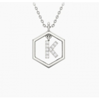 Insignia Icon K white diamond sterling silver initial necklace