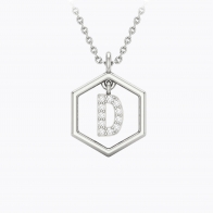 Insignia Icon D white diamond sterling silver initial necklace