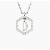 Insignia D white diamond sterling silver initial necklace