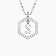 Insignia C white diamond sterling silver initial necklace
