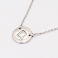 Signature white diamond D initial necklace