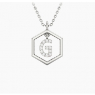 Insignia Icon G white diamond sterling silver initial necklace