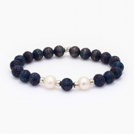 Menzies blue rhodium quandong and white pearl bracelet