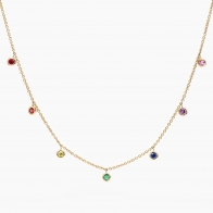Chroma sapphire ruby emerald and amethyst coloured gemstone necklace