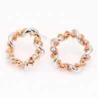 Lei white diamond circle swirl stud earrings